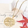 201 Stainless Steel Hollow Arabic Flat Round Pendant Box Chain Necklaces for Women Men NJEW-R013-01G-2