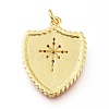 Golden Brass Micro Pave Clear Cubic Zirconia Enamel Pendants ZIRC-A017-02G-RS-3