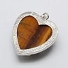 Heart Natural Tiger Eye Pendants X-GP356-7-3