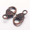 Tibetan Style Heart Lobster Claw Clasps K08Y0061-2
