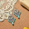 Synthetic Turquoise Beaded Long Drop Earrings EJEW-JE05389-02-3