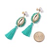 Beads Wire Wrap Long Dangle Stud Earrings EJEW-TA00039-3