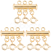 3Pcs 3 Holes Brass Slide Lock Clasps KK-BBC0027-60B-1