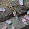 3Pcs Electroplate Natural Quartz Crystal Beads Strands G-FS0001-66-5