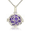 Silver Color Plated Brass Hollow Round Cage Pendants KK-J231-09S-1