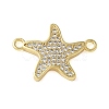 Brass Micro Pave Clear Cubic Zirconia Connector Charms KK-C086-14G-01-1