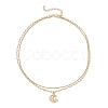 Brass Pave Clear Cubic Zirconia Moon with Star Pendant Necklaces NJEW-JN05383-4