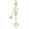 Bowknot & Heart Plastic Imitation Pearl Pendant Decorations HJEW-WH20020-006G-1