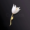 White Champaca Alloy Resin Brooch for Backpack Clothes  PW-WGA49BC-01-1