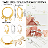 90Pcs 3 Colors Brass Leverback Earring Findings KK-SC0004-53-2