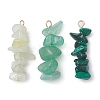 Gradient Color Natural Green Aventurine & Natural Prehnite & Natural Malachite Chip Beaded Pendants PALLOY-JF02795-05-1