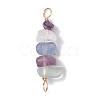 10Pcs 5 Styles Constellation Natural Strawberry Quartz & Amethyst & Obsidian & Fluorite & Rose Quartz Copper Wire Wrapped Chip Beaded Connector Charms PALLOY-JF02905-02-3