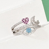 Brass Micro Pave Cubic Zirconia Finger Rings for Women RJEW-C129-05P-3