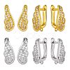 4 Pairs 2 Colors Rack Plating Brass Micro Pave Cubic Zirconia Hoop Earring Findings ZIRC-SZ0005-07-1