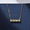925 Sterling Silver Micro Pave Clear Cubic Zirconia Rectangle Pendant Necklaces for Women NJEW-D316-02G-1