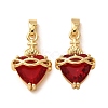 Brass Pave Red Cubic Zirconia Pendants CU-CBABEDB-01G-1