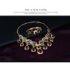 Teardrop Alloy Rhinestone Pendant Necklaces & Stud Dangle Earrings & Bangles & Rings Sets FS-WGBA23F-01-4