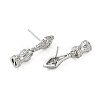 Brass Pave Cubic Zirconia Stud Earring Findings KK-C172-08P-2