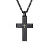 304 Stainless Steel with Wood Religion Cross Pendant Box Chain Necklaces for Men FS-WGA9A37-01-2