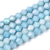 Anti-Tarnish Electroplate Bicone Glass Beads Strands EGLA-T021-4mm-16-08-1