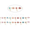 Enamel Evil Eye & Glass Flat Round Link Chains CHC-C003-22G-01-2