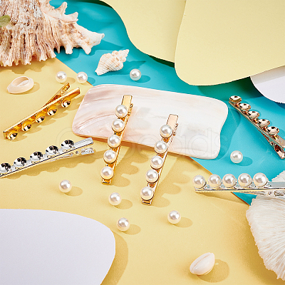 DIY Imitation Pearl Beaded Iron Alligator Hair Clips Making Kit DIY-PH0008-28-1