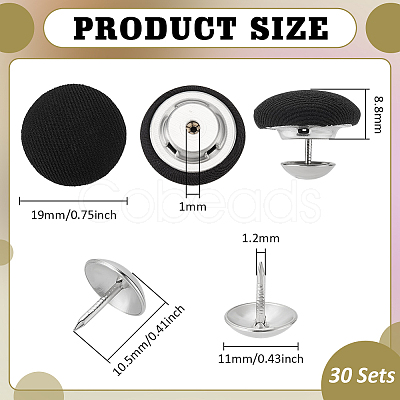 30 Bags Cloth Covered Alloy Buttons BUTT-PH0001-68-1
