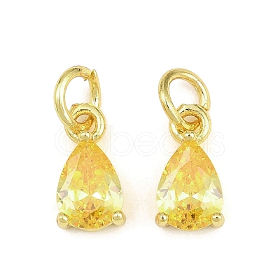Brass Pave Cubic Zirconia Charms KK-K340-51G-05-1