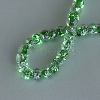 Luminous Handmade Silver Foil Glass Beads Strands FOIL-N029-02B-06-1