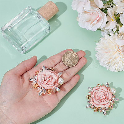 2Pcs Flower Polyester Brooches JEWB-ME0001-12-1