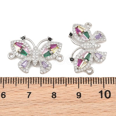 Brass Pave Colorful Cubic Zirconia Connector Charms CU-CBA908F-04P-07-1