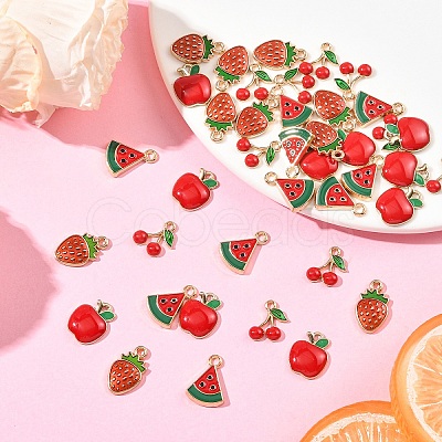 40Pcs 4 Styles Alloy Enamel Pendants ENAM-YW0009-90-1