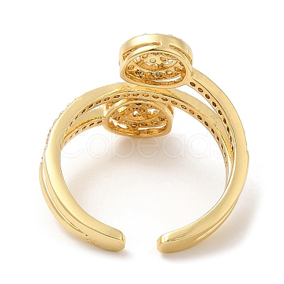 Rack Plating Brass Flat Round Cuff Rings RJEW-D008-19G-1