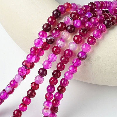Natural Striped Agate/Banded Agate Bead Strands X-G-K166-13-6mm-03-1