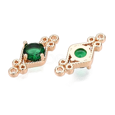 Brass Pave Faceted Glass Connector Charms X-FIND-T070-03D-1