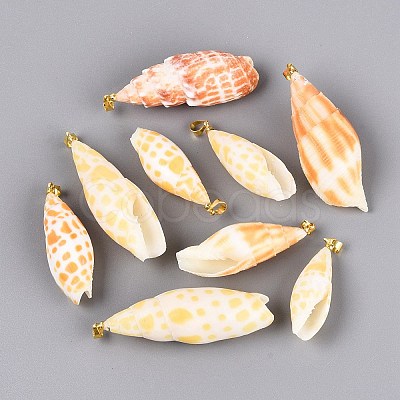 Brass & Natural Mitra Shell Big Pendants SHEL-Q029-17KCG-1