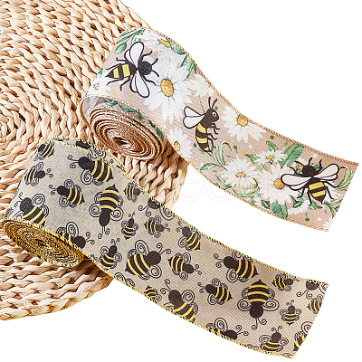 2 Rolls 2 Patterns Insect Theme Polyester Ribbon OCOR-GF0002-58A-1