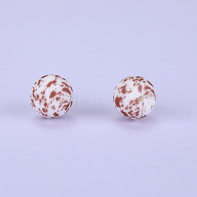 Printed Round Silicone Focal Beads SI-JX0056A-213-1