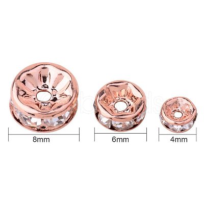 Rondelle Brass Rhinestone Spacer Beads RB-PH0001-05RG-NF-1