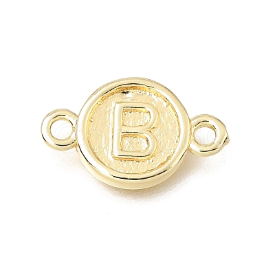 Brass Disc with Initial Links Connector Charms KK-E802-36G-B-1