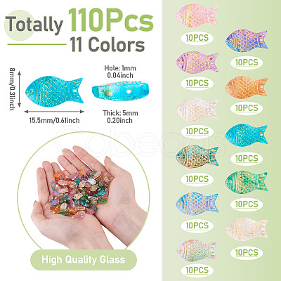 110Pcs 11 Colors Baking Paint and Golden Metal Enlaced Glass Beads DGLA-TA0001-66-1