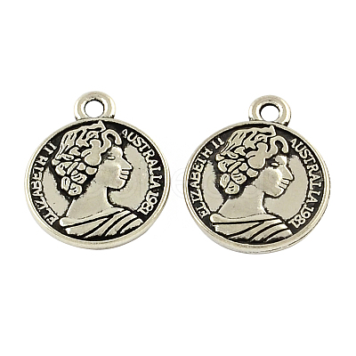 Feng Shui Tibetan Style Zinc Alloy Coin Pendants TIBEP-Q043-168A-RS-1