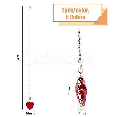 Faceted Glass Ceiling Fan Pull Chain Extenders AJEW-PH01446-1