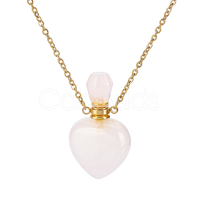 1Pc Natural Rose Quartz Perfume Bottle Necklaces NJEW-PH0001-37A-03-1