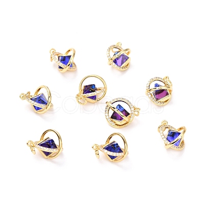 Brass Micro Pave Cubic Zirconia Pendants ZIRC-O044-19MC-G-1