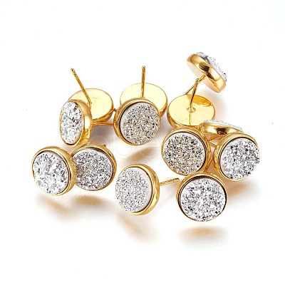 Druzy Resin Earrings KK-E724-S-04G-1