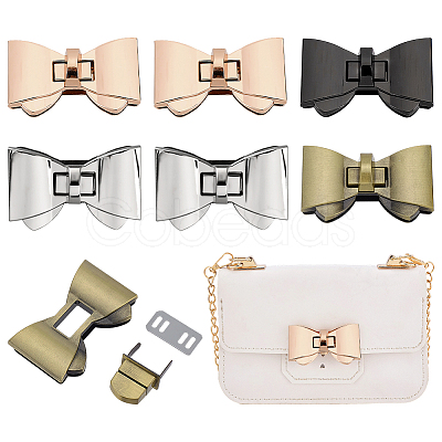 4 Colors Bowknot Zinc Alloy Bag Tuck Lock Clasps FIND-PH0026-64-1