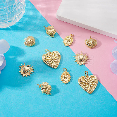 10Pcs 5 Styles Brass Pendants KK-TA0008-41-1
