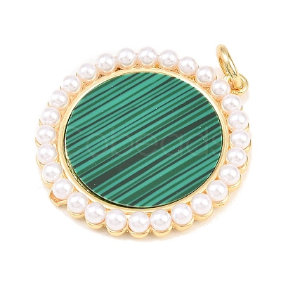 Brass with Synthetic Malachite Pendants KK-C162-004A-G-1