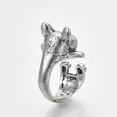 Alloy Puppy Cuff Finger Rings RJEW-T008-09-1